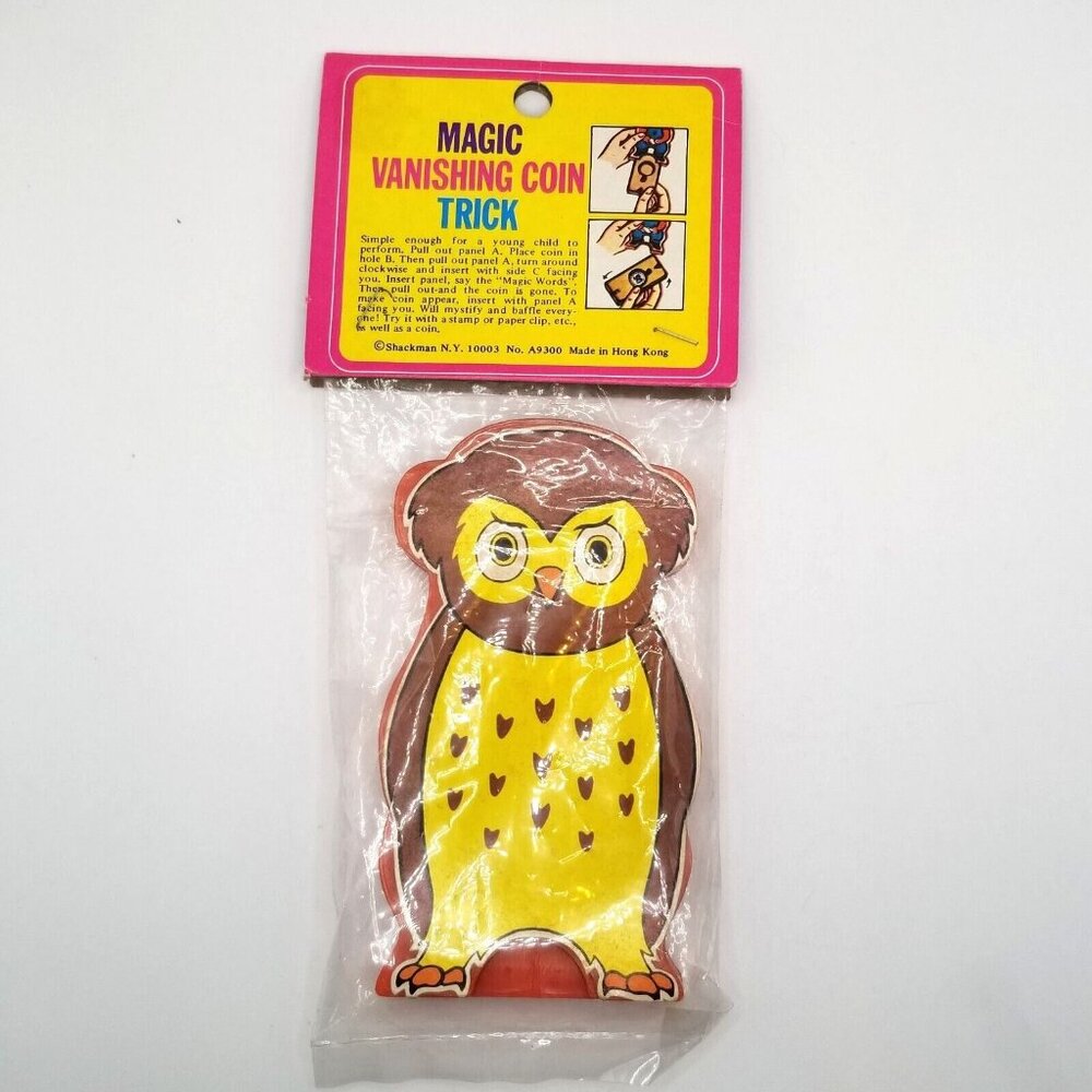 Vintage Shackman Toys Magic Vanishing Coin Trick Owl Plastic Hong Kong A9300